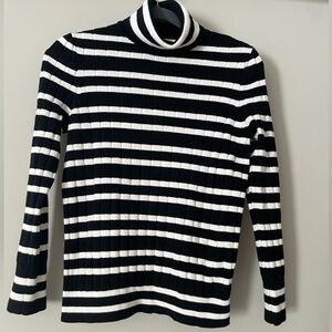 Talbots Black and White Striped Sweater